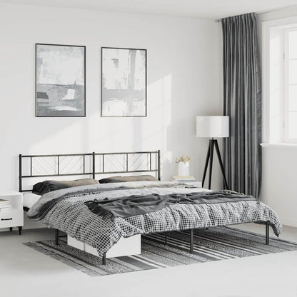 vidaXL Metal Bed Frame without Mattress with Headboard Black 193x203cm 3