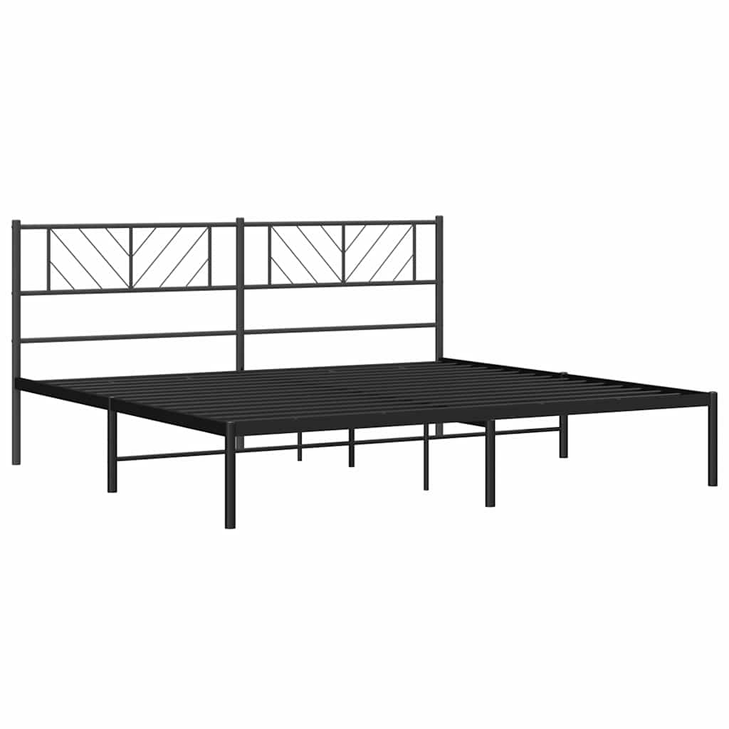 vidaXL Metal Bed Frame without Mattress with Headboard Black 193x203cm 5