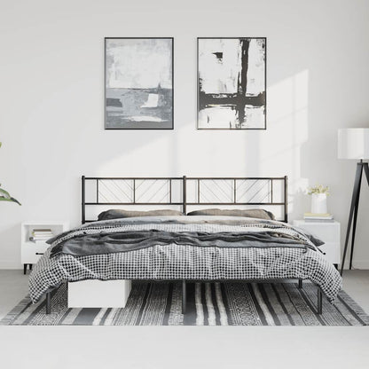 vidaXL Metal Bed Frame without Mattress with Headboard Black 193x203cm 1