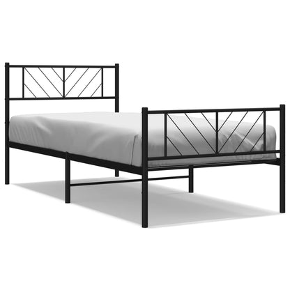 vidaXL Metal Bed Frame without Mattress with Footboard Black 80x200cm 2