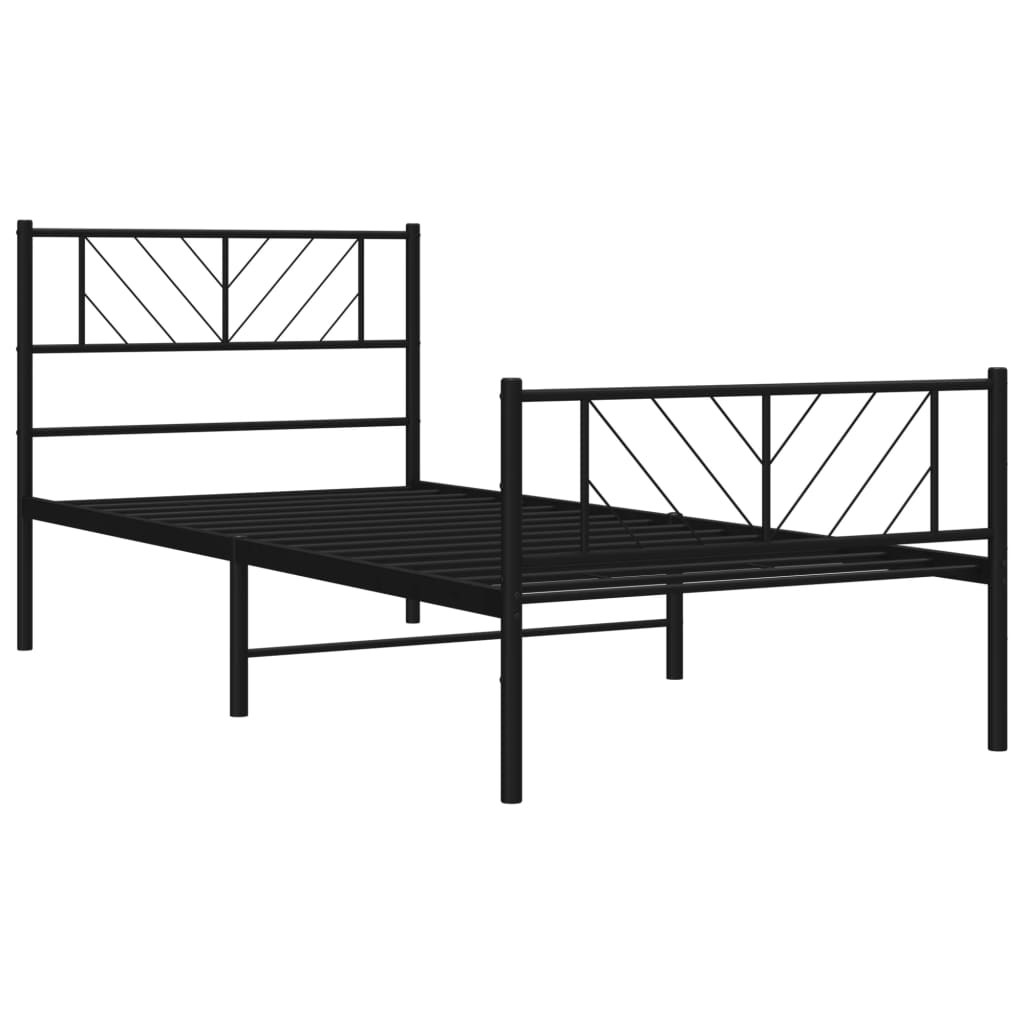 vidaXL Metal Bed Frame without Mattress with Footboard Black 80x200cm 4