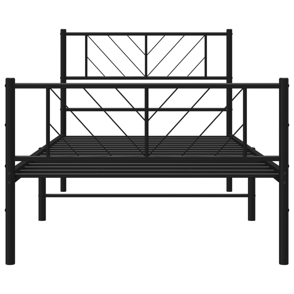 vidaXL Metal Bed Frame without Mattress with Footboard Black 80x200cm 5