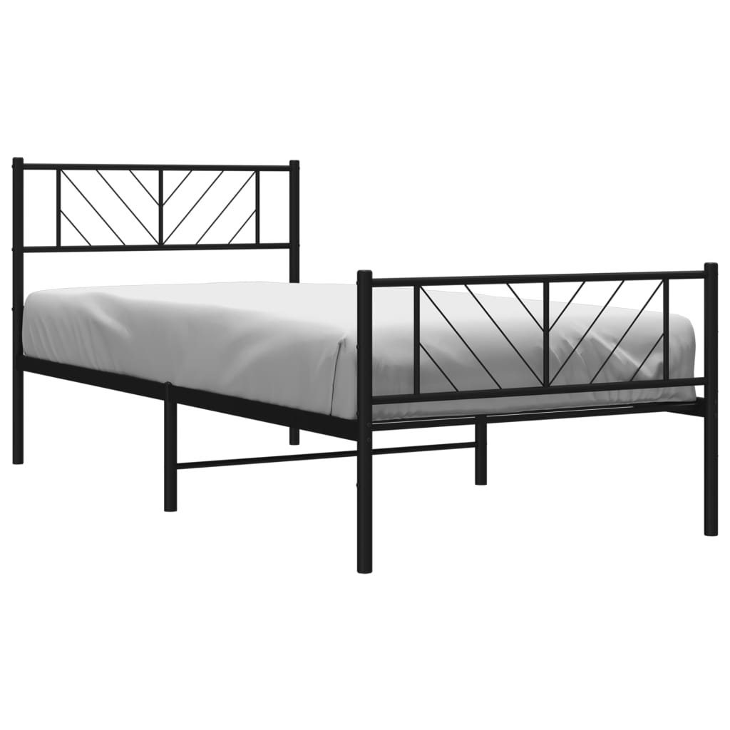 vidaXL Metal Bed Frame without Mattress with Footboard Black 107x203cm 3