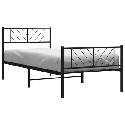 vidaXL Metal Bed Frame without Mattress with Footboard Black 107x203cm 3