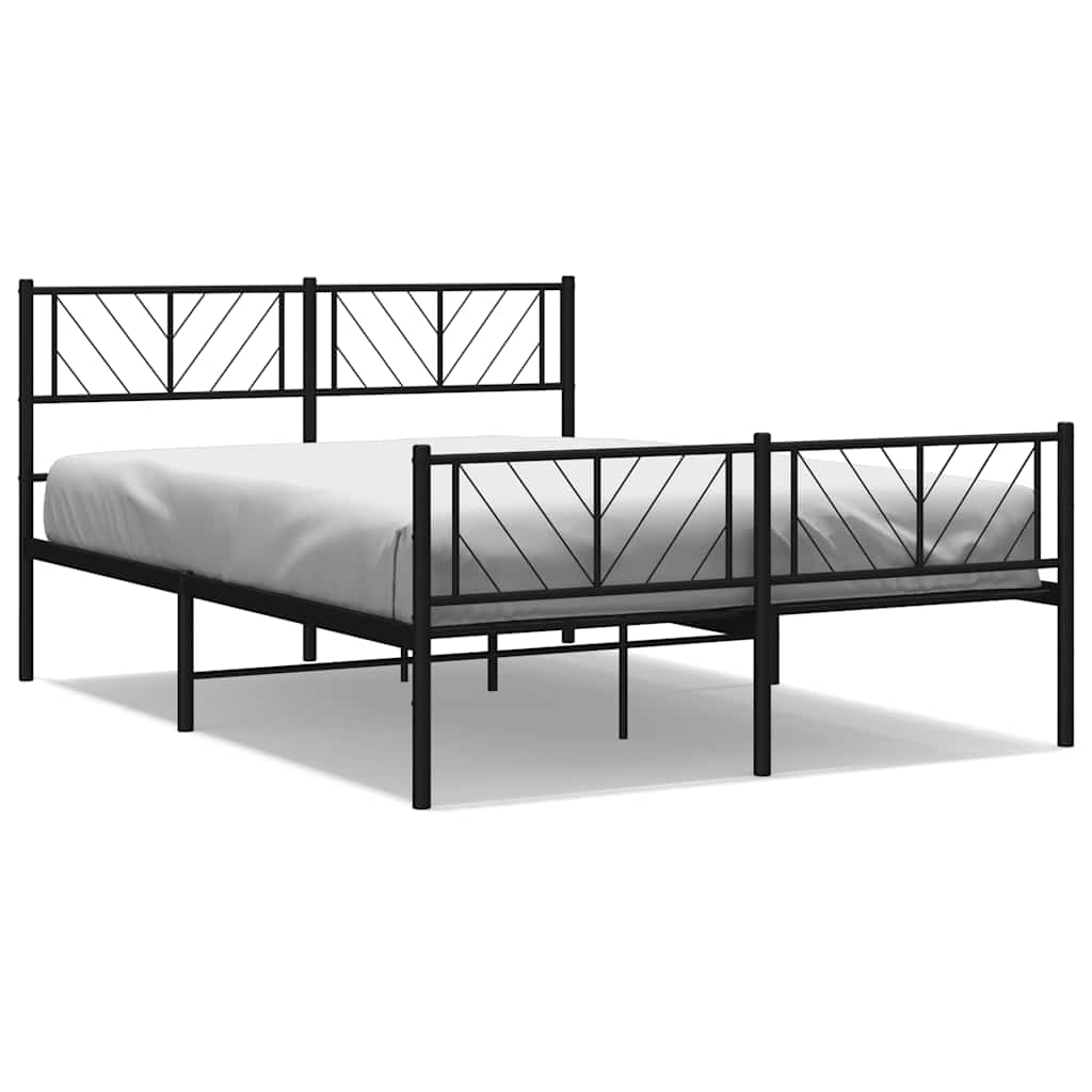 vidaXL Metal Bed Frame without Mattress with Footboard Black 120x190cm 2