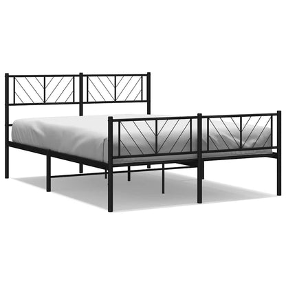 vidaXL Metal Bed Frame without Mattress with Footboard Black 120x190cm 2