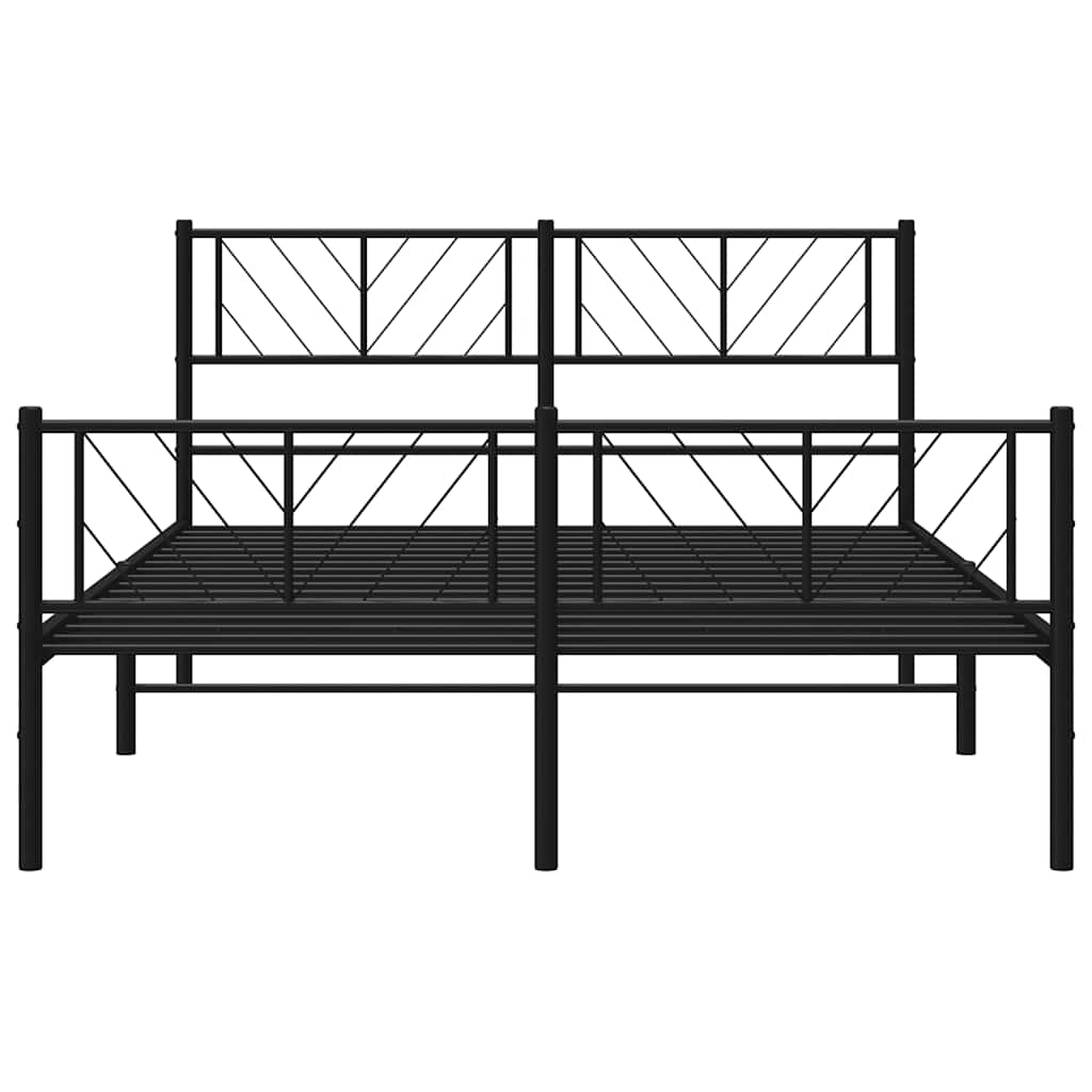vidaXL Metal Bed Frame without Mattress with Footboard Black 120x190cm 5