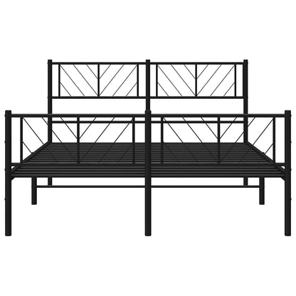 vidaXL Metal Bed Frame without Mattress with Footboard Black 120x190cm 5