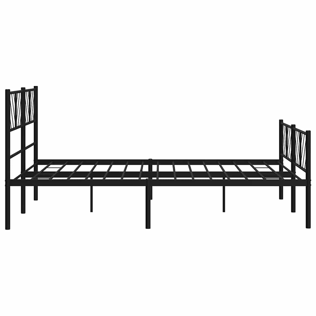 vidaXL Metal Bed Frame without Mattress with Footboard Black 120x190cm 6