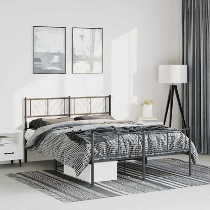 vidaXL Metal Bed Frame without Mattress with Footboard Black 135x190cm 3