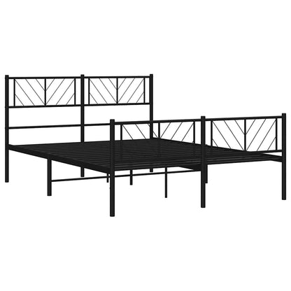 vidaXL Metal Bed Frame without Mattress with Footboard Black 135x190cm 5