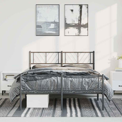 vidaXL Metal Bed Frame without Mattress with Footboard Black 135x190cm 1