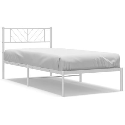 vidaXL Metal Bed Frame without Mattress with Headboard White 80x200cm 2
