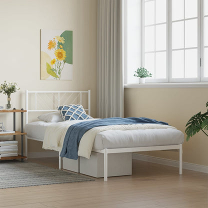 vidaXL Metal Bed Frame without Mattress with Headboard White 80x200cm 1