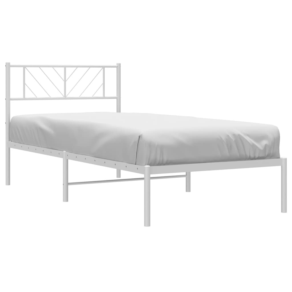 vidaXL Metal Bed Frame without Mattress with Headboard White 90x190cm 3