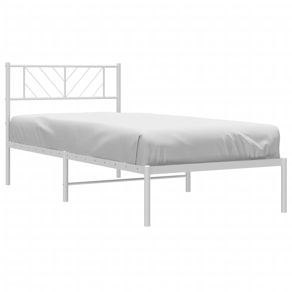 vidaXL Metal Bed Frame without Mattress with Headboard White 90x200cm 3