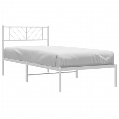 vidaXL Metal Bed Frame without Mattress with Headboard White 90x200cm 3
