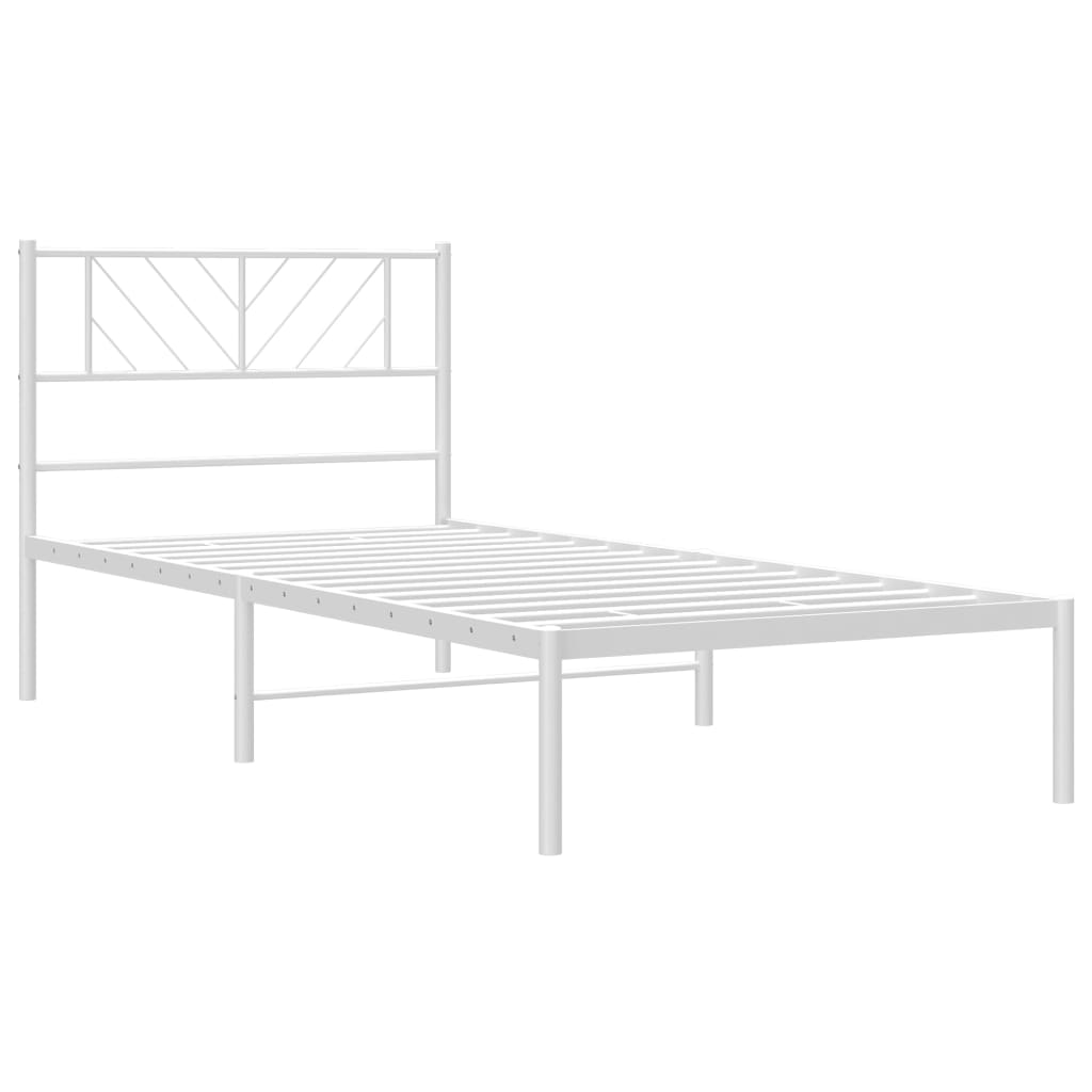 vidaXL Metal Bed Frame without Mattress with Headboard White 90x200cm 4