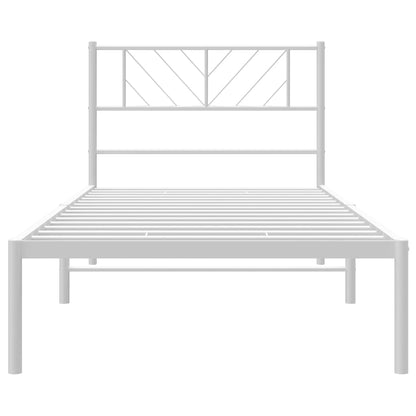 vidaXL Metal Bed Frame without Mattress with Headboard White 90x200cm 5