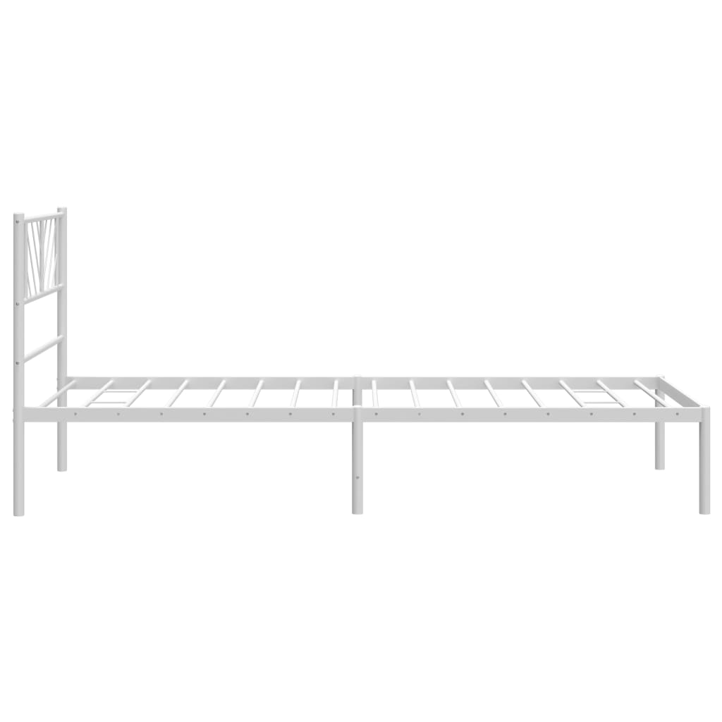 vidaXL Metal Bed Frame without Mattress with Headboard White 90x200cm 6