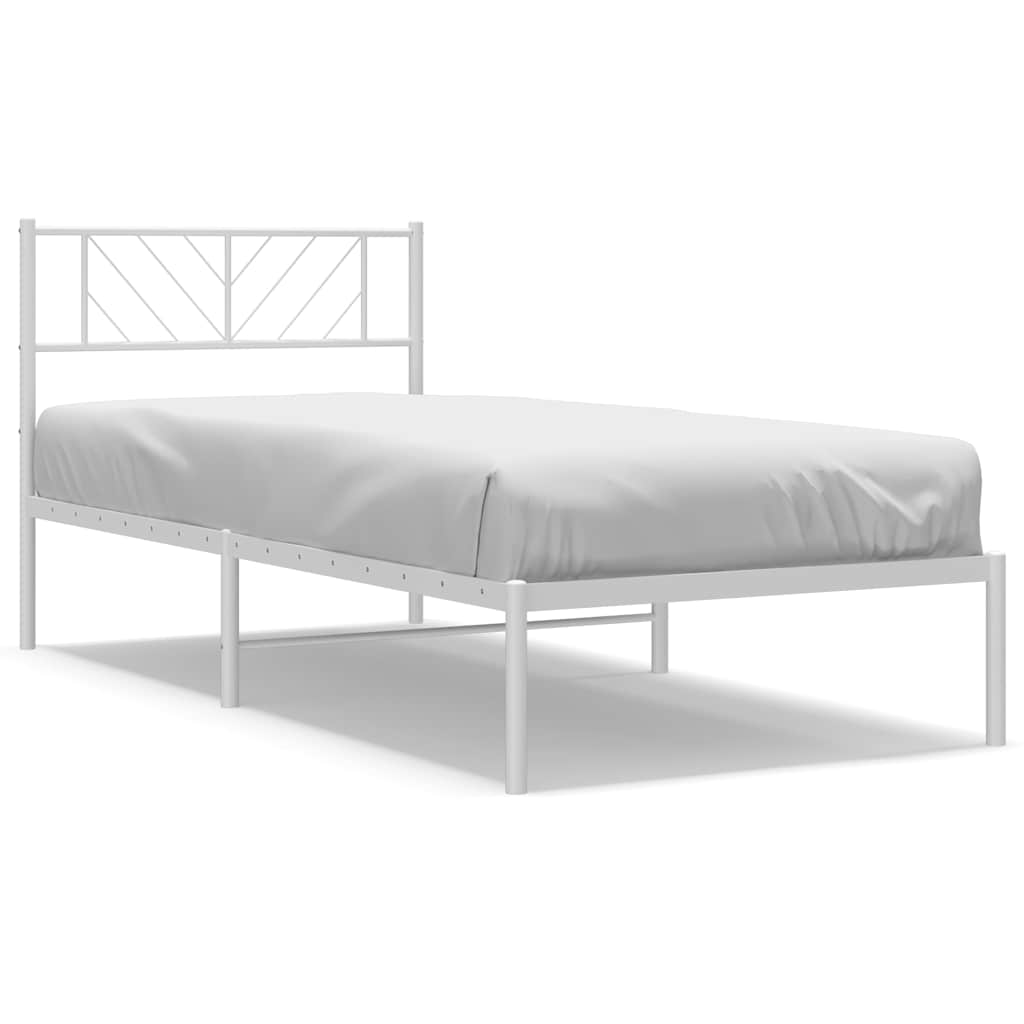 vidaXL Metal Bed Frame without Mattress with Headboard White 100x190cm 2