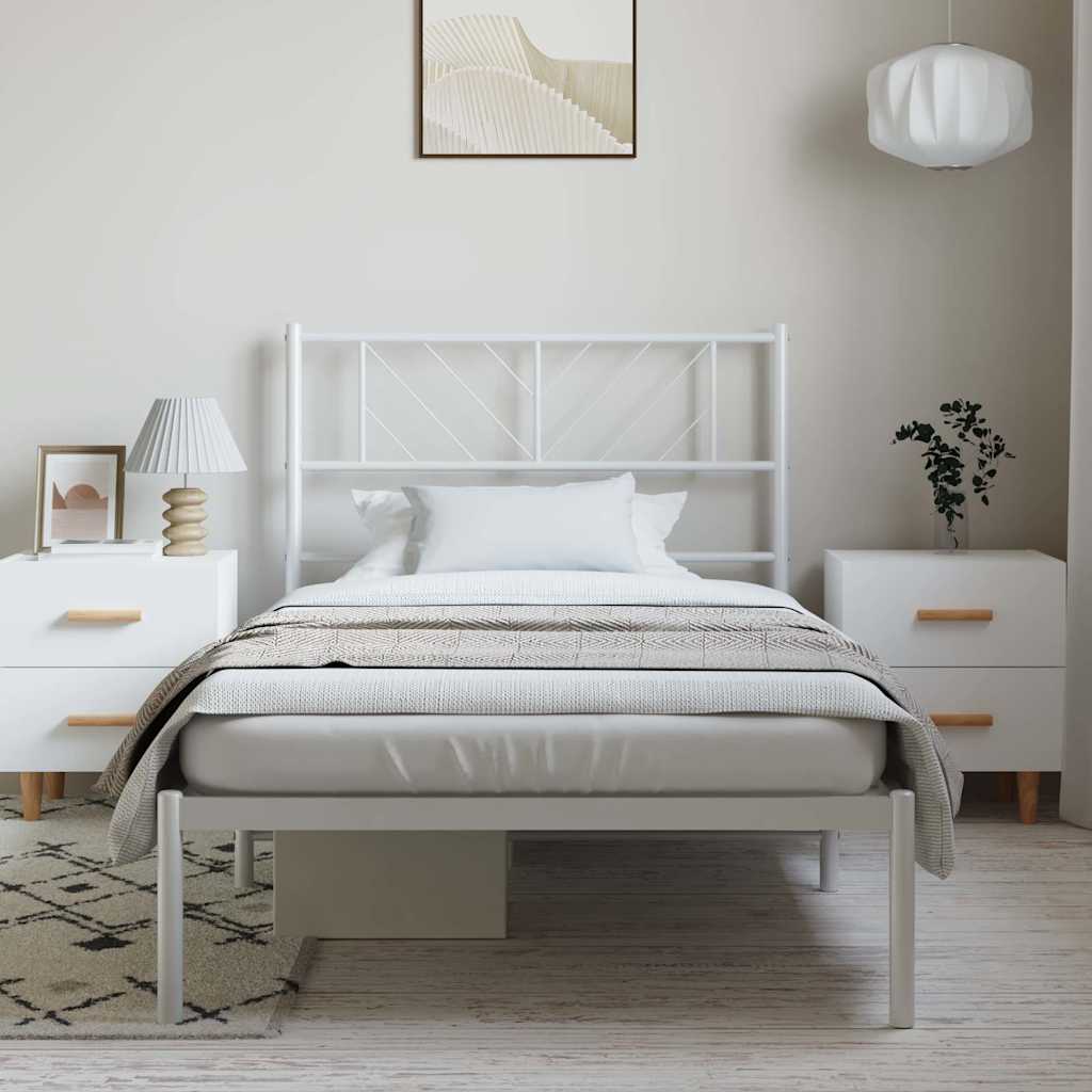 vidaXL Metal Bed Frame without Mattress with Headboard White 100x190cm 1