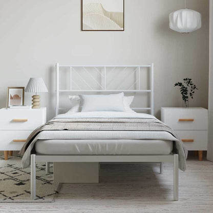 vidaXL Metal Bed Frame without Mattress with Headboard White 100x190cm 1