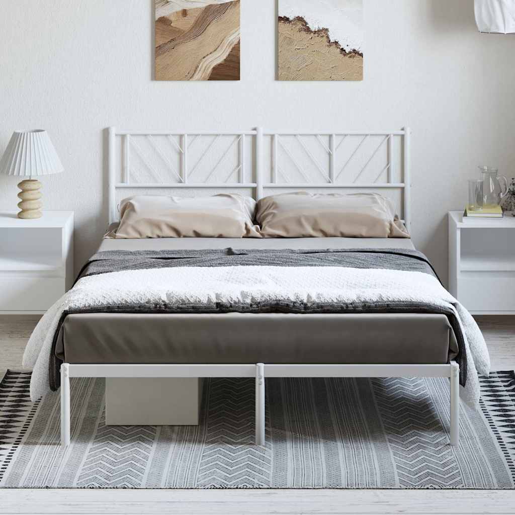 vidaXL Metal Bed Frame without Mattress With headboard White