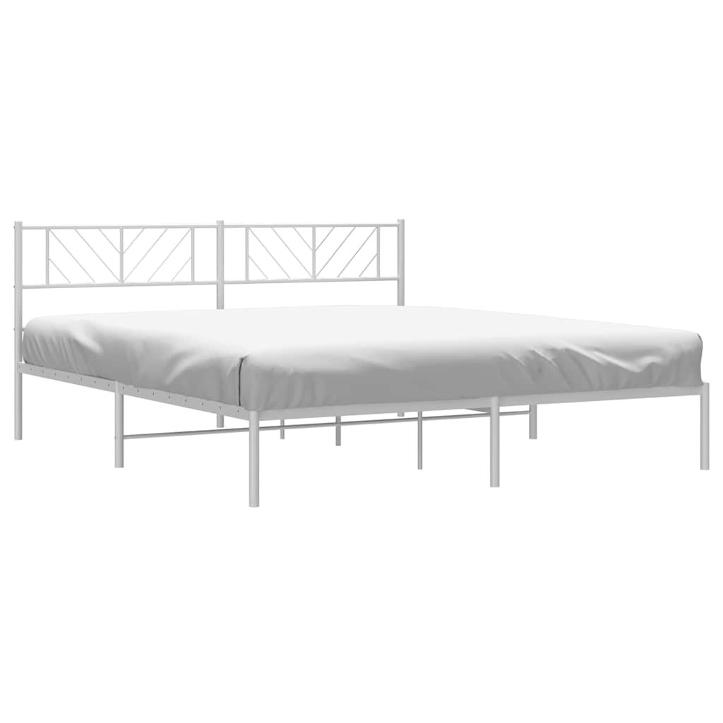 vidaXL Metal Bed Frame without Mattress with Headboard White 183x213cm 4