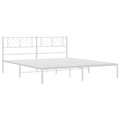 vidaXL Metal Bed Frame without Mattress with Headboard White 183x213cm 5