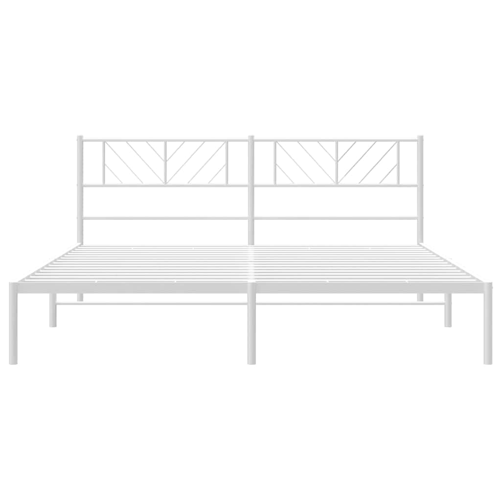 vidaXL Metal Bed Frame without Mattress with Headboard White 183x213cm 6