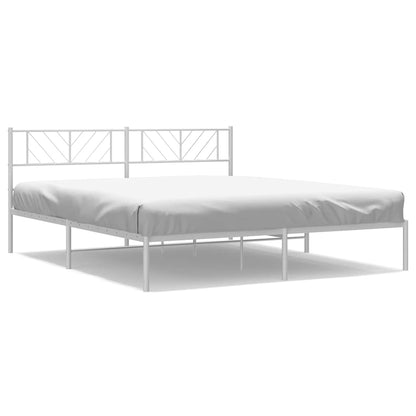 vidaXL Metal Bed Frame without Mattress with Headboard White 193x203cm 2