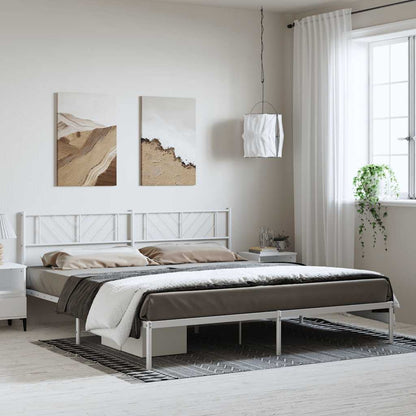 vidaXL Metal Bed Frame without Mattress with Headboard White 193x203cm 3