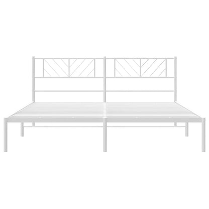 vidaXL Metal Bed Frame without Mattress with Headboard White 193x203cm 6