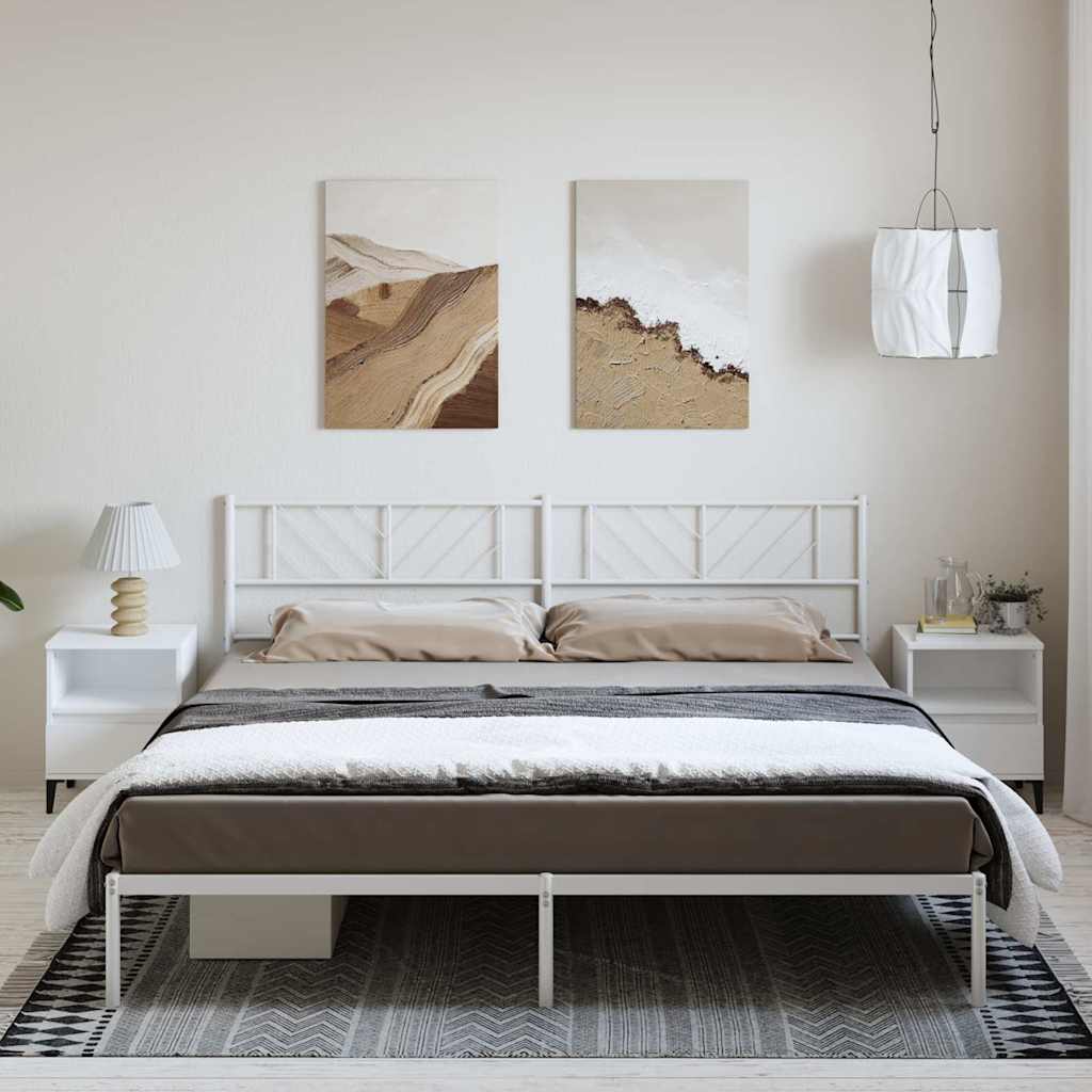 vidaXL Metal Bed Frame without Mattress with Headboard White 193x203cm 1