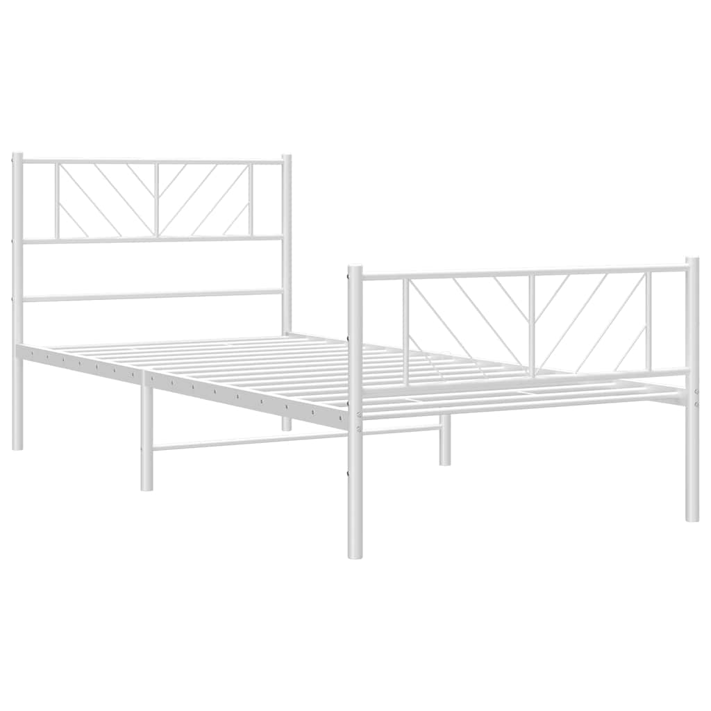 vidaXL Metal Bed Frame without Mattress with Footboard White 100x190cm 5