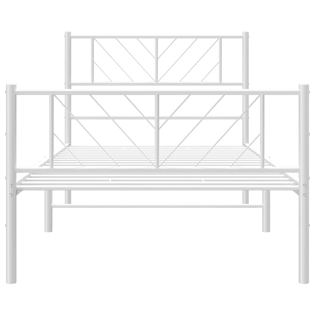 vidaXL Metal Bed Frame without Mattress with Footboard White 100x190cm 6