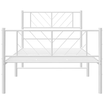 vidaXL Metal Bed Frame without Mattress with Footboard White 100x190cm 6