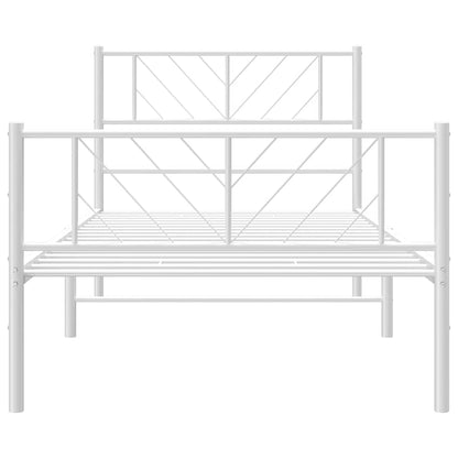 vidaXL Metal Bed Frame without Mattress with Footboard White 100x200cm 6