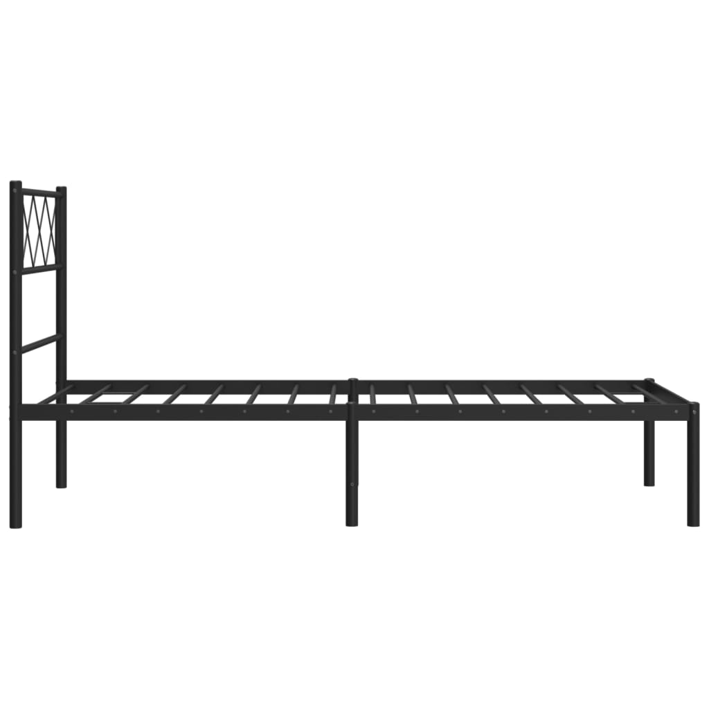 vidaXL Metal Bed Frame without Mattress with Headboard Black 75x190cm 6