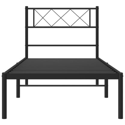 vidaXL Metal Bed Frame without Mattress with Headboard Black 80x200cm 4