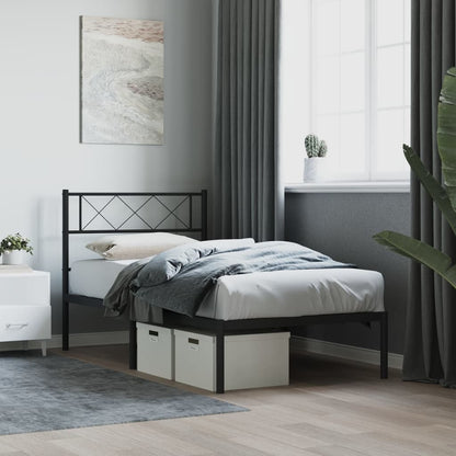 vidaXL Metal Bed Frame without Mattress with Headboard Black 80x200cm 1