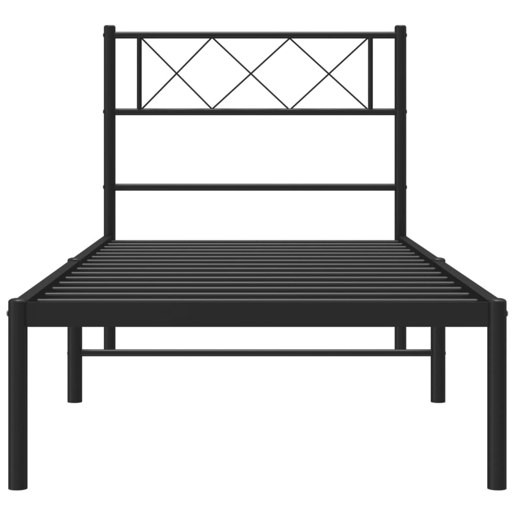 vidaXL Metal Bed Frame without Mattress with Headboard Black 90x200cm 4