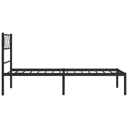 vidaXL Metal Bed Frame without Mattress with Headboard Black 90x200cm 6