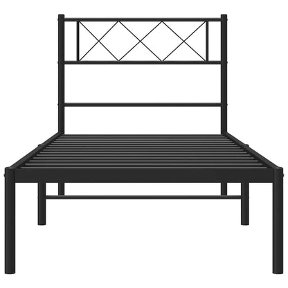 vidaXL Metal Bed Frame without Mattress with Headboard Black 100x190cm 5