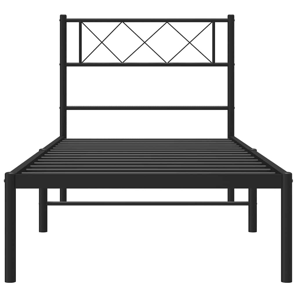 vidaXL Metal Bed Frame without Mattress with Headboard Black 100x200cm 5