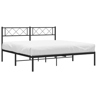 vidaXL Metal Bed Frame without Mattress with Headboard Black 120x190cm 3