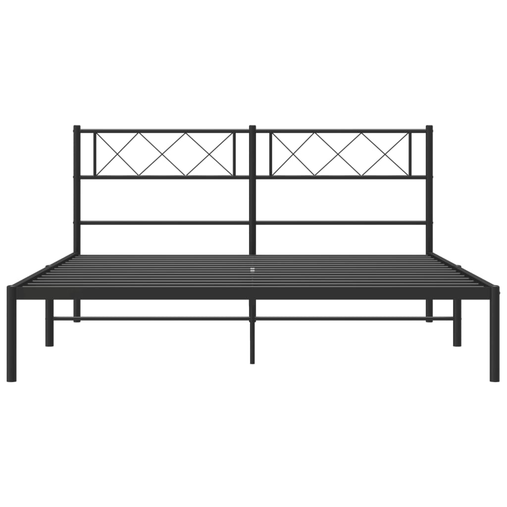 vidaXL Metal Bed Frame without Mattress with Headboard Black 120x190cm 4