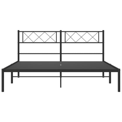 vidaXL Metal Bed Frame without Mattress with Headboard Black 120x190cm 4