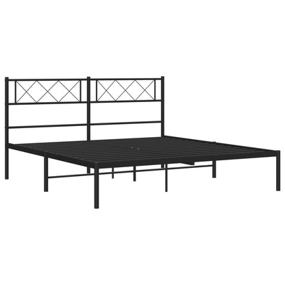 vidaXL Metal Bed Frame without Mattress with Headboard Black 120x190cm 5